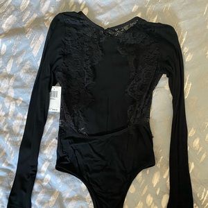 Olivaceous Open-Back Lace Insert Bodysuit
